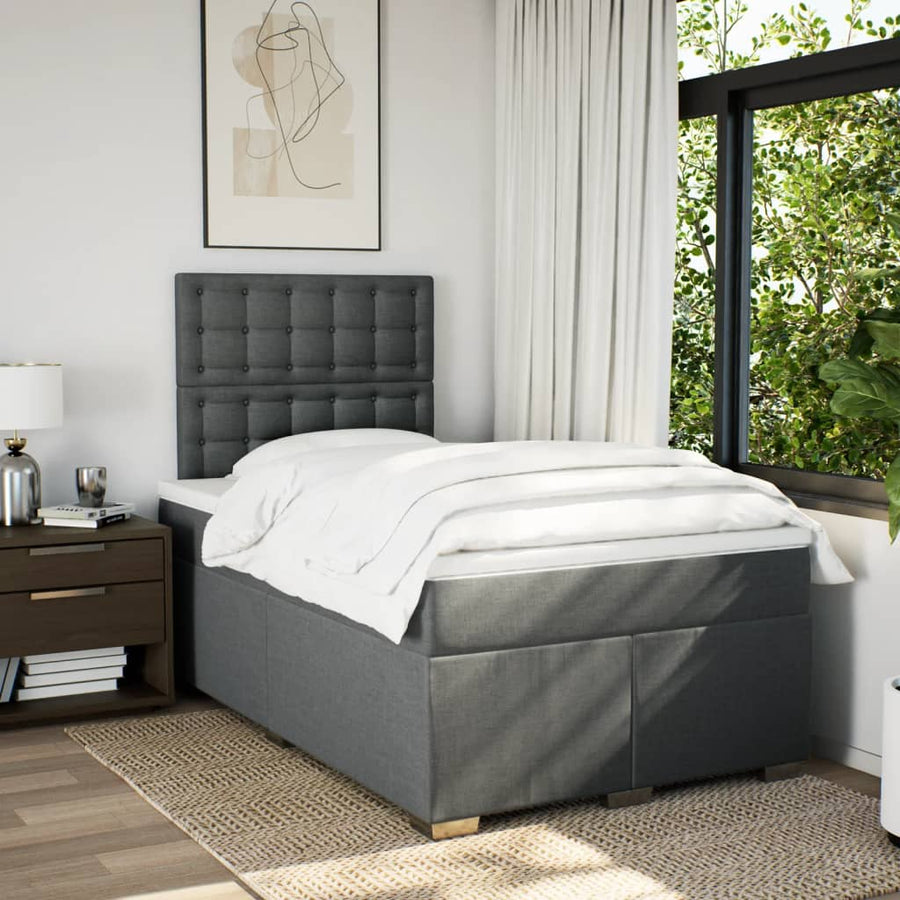 Boxspring met matras stof donkergrijs 120x200 cm