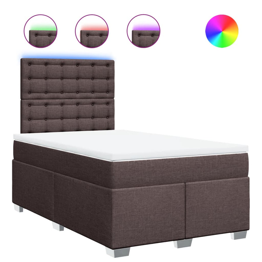 Boxspring met matras stof donkerbruin 120x200 cm