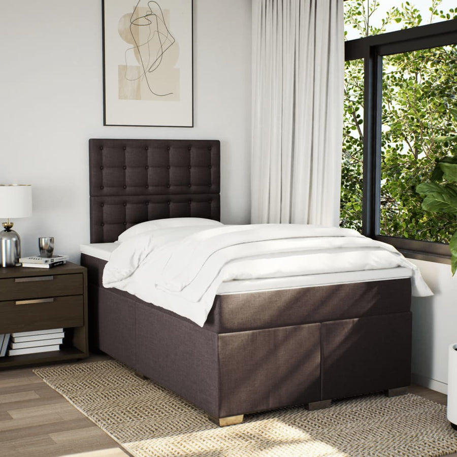 Boxspring met matras stof donkerbruin 120x200 cm