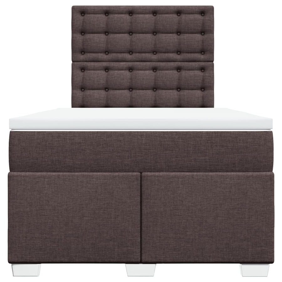 Boxspring met matras stof donkerbruin 120x200 cm