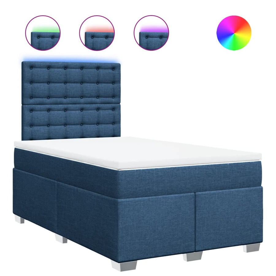 Boxspring met matras stof blauw 120x200 cm