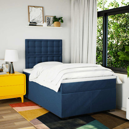 Boxspring met matras stof blauw 120x200 cm