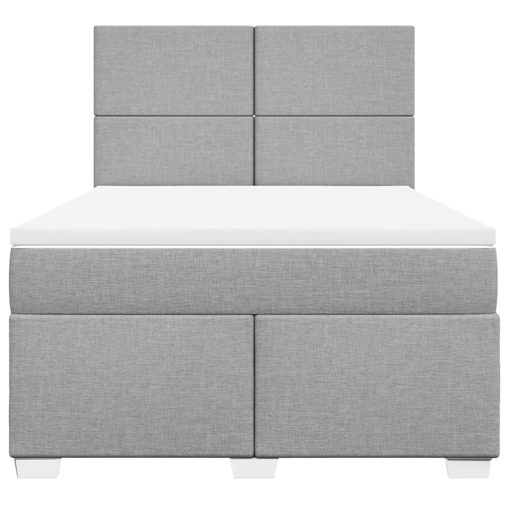 Boxspring met matras stof lichtgrijs 140x190 cm