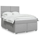 Box spring with mattress fabric light grey 140x190 cm
