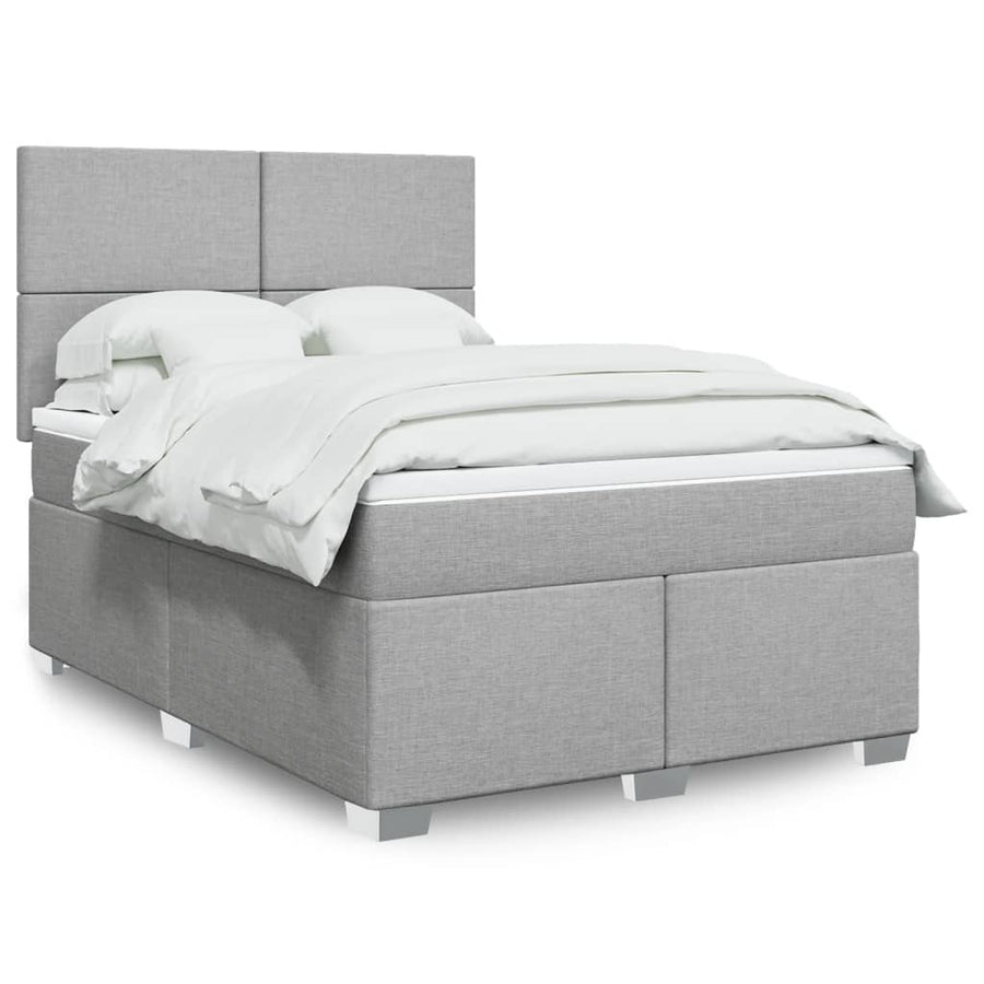 Boxspring met matras stof lichtgrijs 140x190 cm