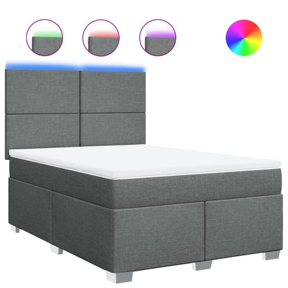 Boxspring met matras stof donkergrijs 140x190 cm