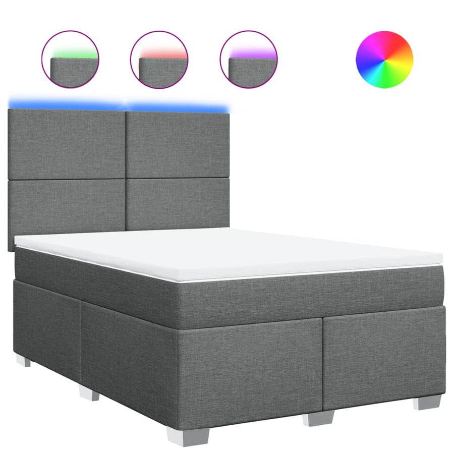 Boxspring met matras stof donkergrijs 140x190 cm