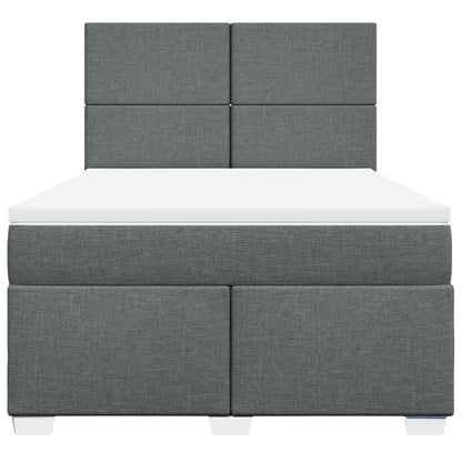 Boxspring met matras stof donkergrijs 140x190 cm