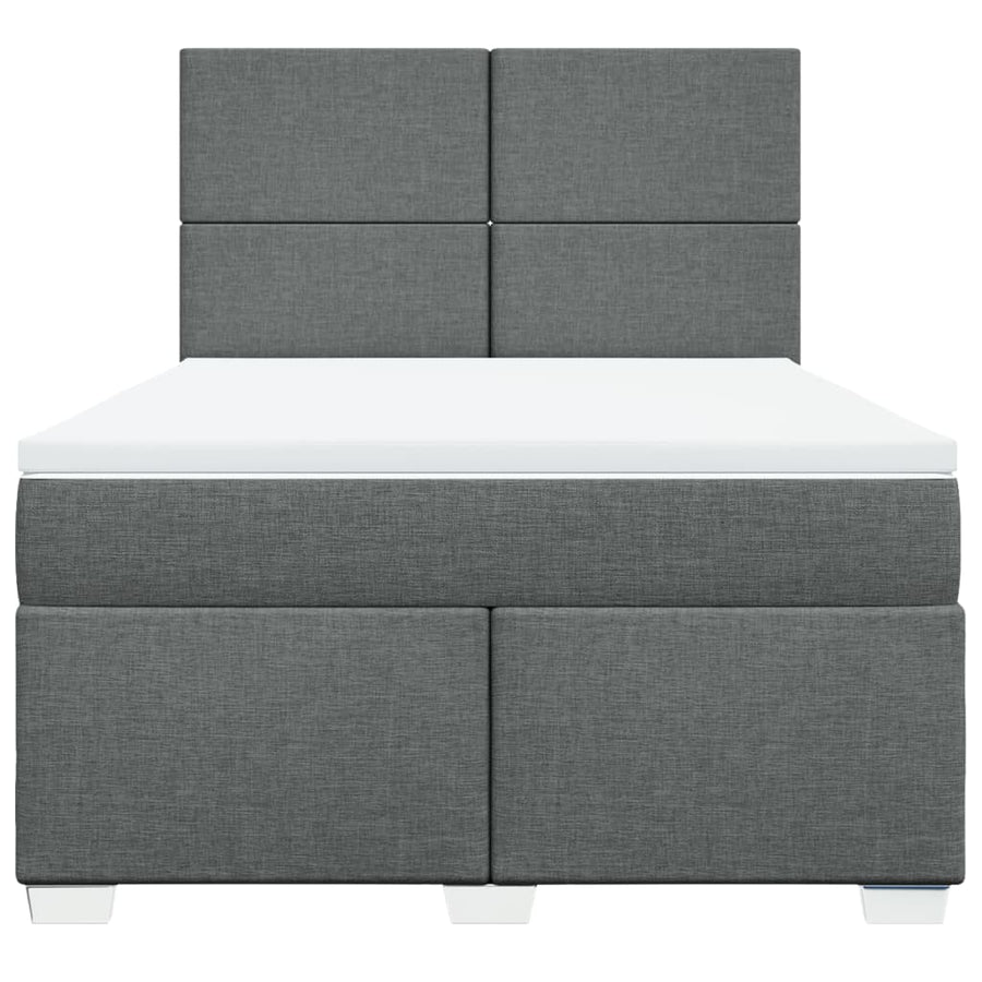 Boxspring met matras stof donkergrijs 140x190 cm