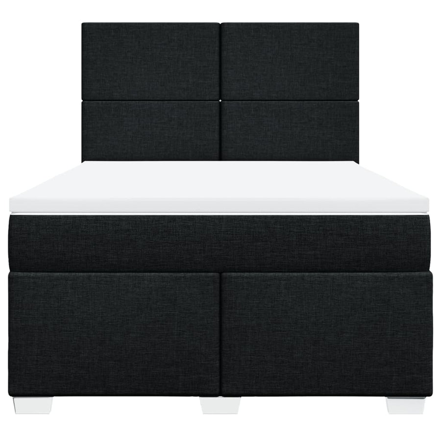 Boxspring met matras stof zwart 140x190 cm