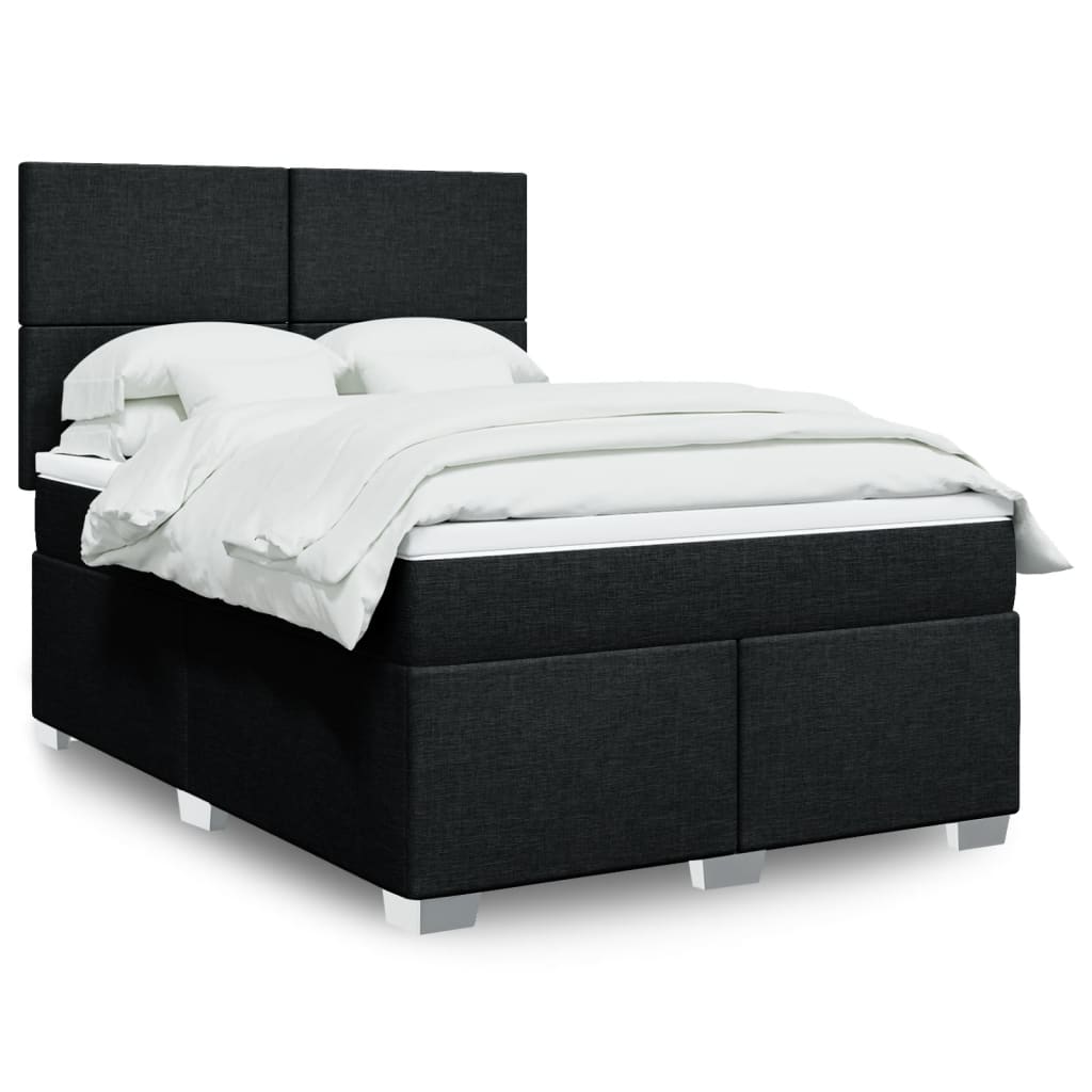 Boxspring met matras stof zwart 140x190 cm