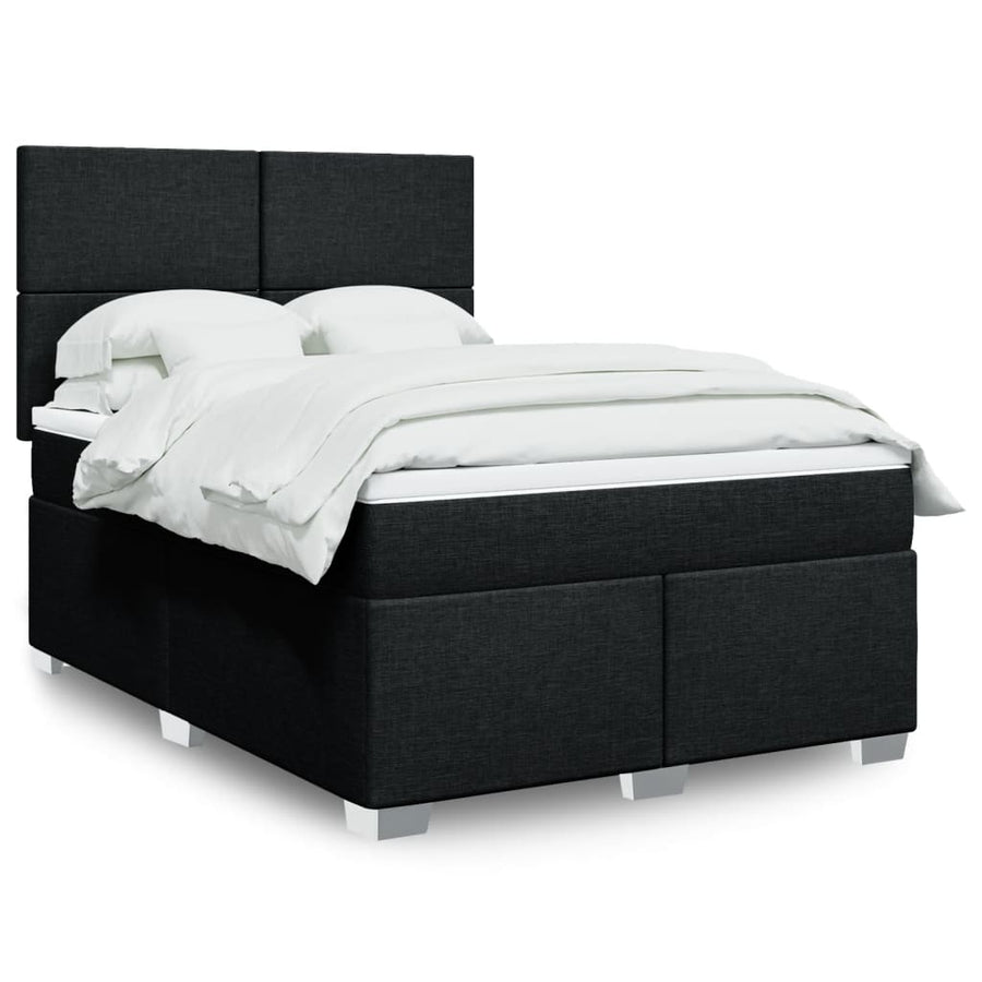 Boxspring met matras stof zwart 140x190 cm