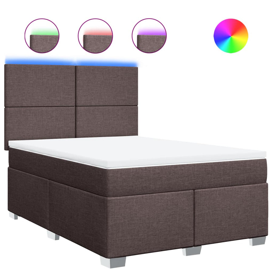 Boxspring met matras stof donkerbruin 140x190 cm