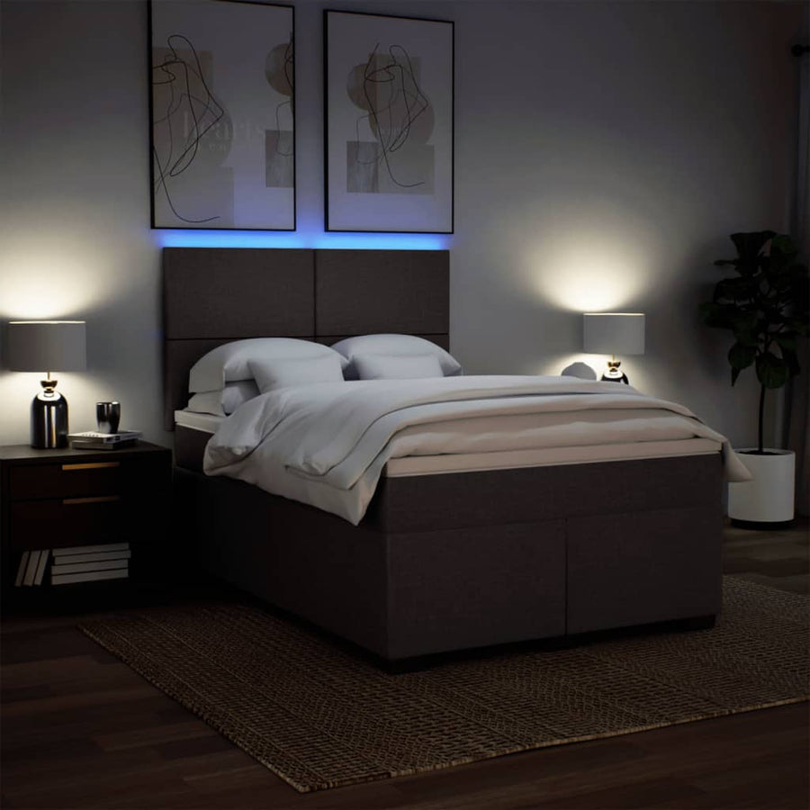 Boxspring met matras stof donkerbruin 140x190 cm