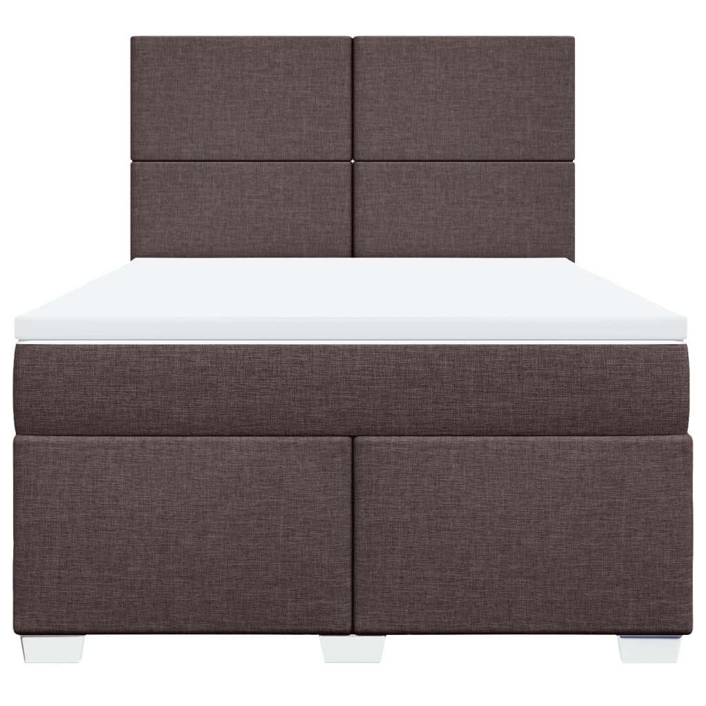 Boxspring met matras stof donkerbruin 140x190 cm
