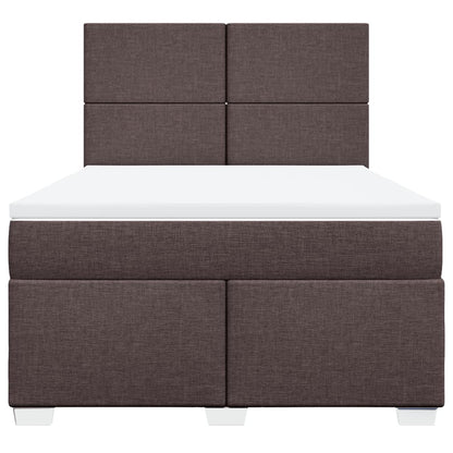 Boxspring met matras stof donkerbruin 140x190 cm
