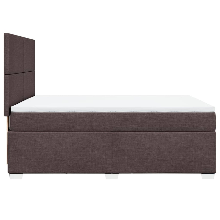 Boxspring met matras stof donkerbruin 140x190 cm