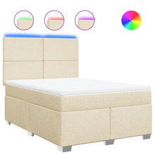Boxspring met matras stof crèmekleurig 140x190 cm