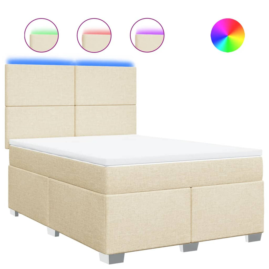 Boxspring met matras stof crèmekleurig 140x190 cm