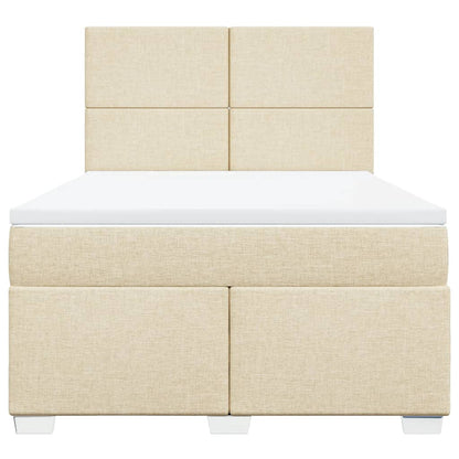 Boxspring met matras stof crèmekleurig 140x190 cm