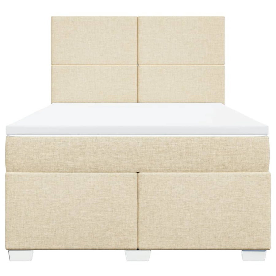 Boxspring met matras stof crèmekleurig 140x190 cm