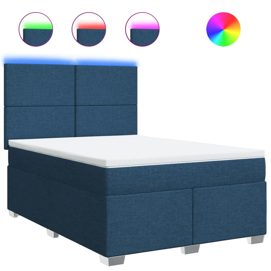 Boxspring met matras stof blauw 140x190 cm