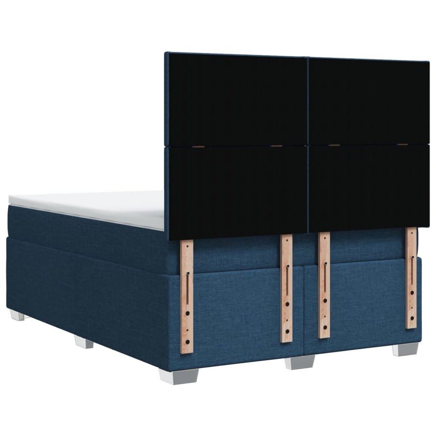 Boxspring met matras stof blauw 140x190 cm