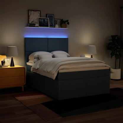 Boxspring met matras stof blauw 140x190 cm