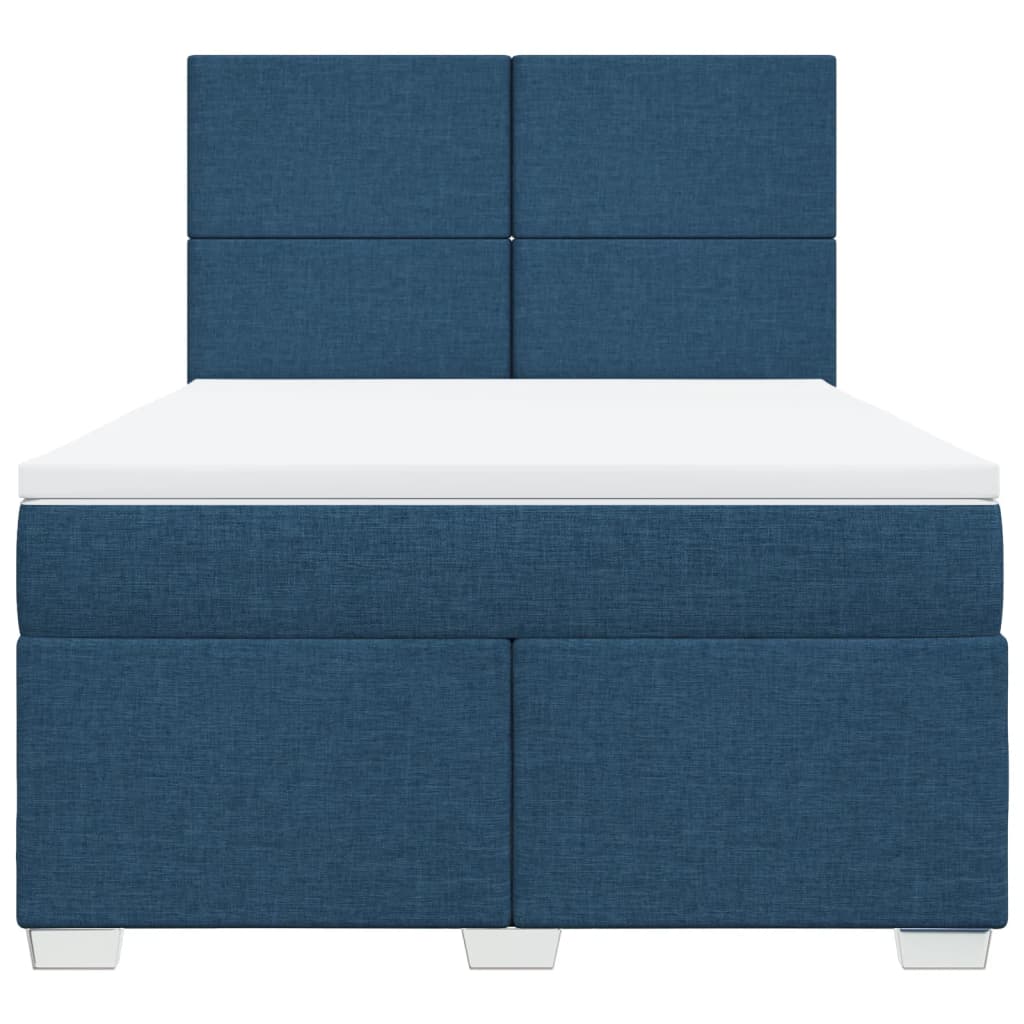 Boxspring met matras stof blauw 140x190 cm