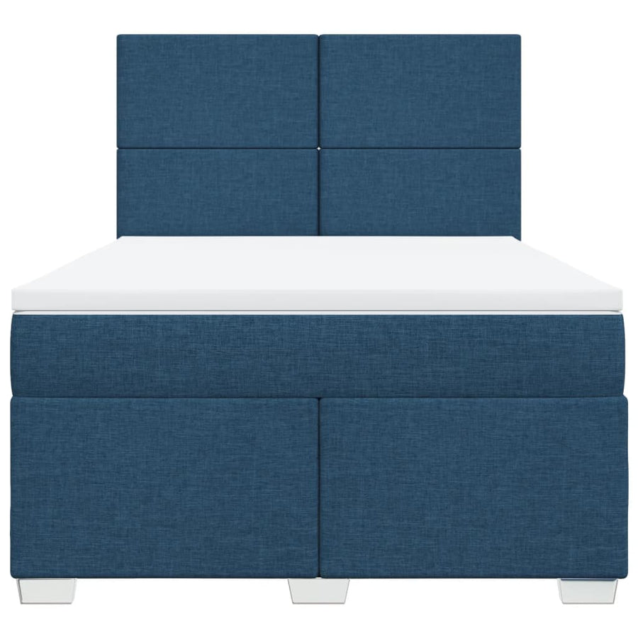 Boxspring met matras stof blauw 140x190 cm