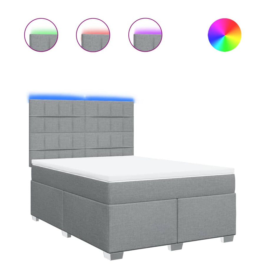 Boxspring met matras stof lichtgrijs 140x190 cm
