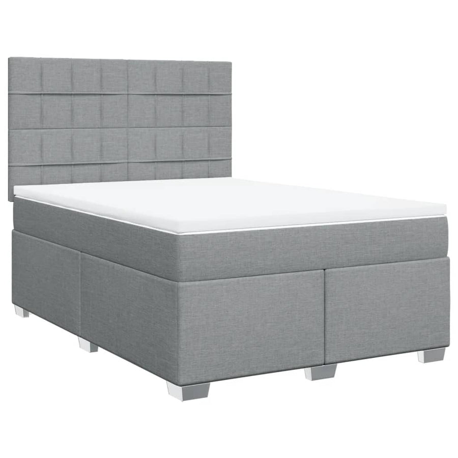 Boxspring met matras stof lichtgrijs 140x190 cm