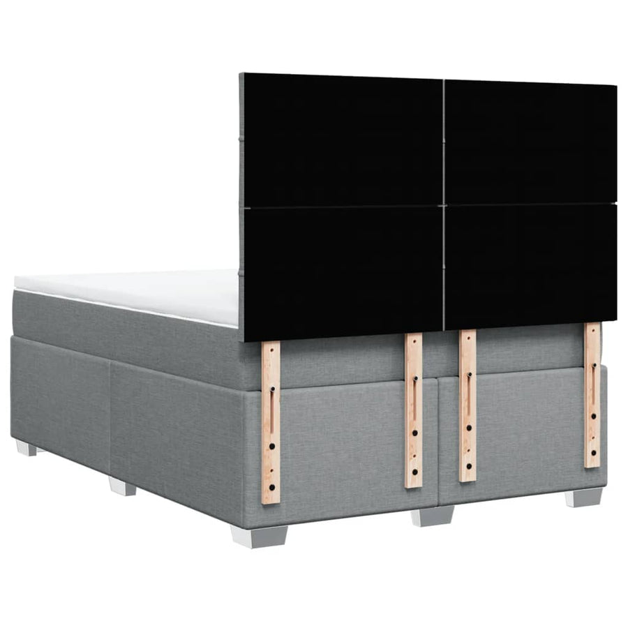 Boxspring met matras stof lichtgrijs 140x190 cm