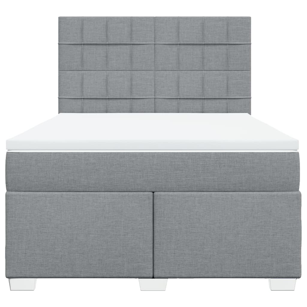 Boxspring met matras stof lichtgrijs 140x190 cm