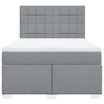 Boxspring met matras stof lichtgrijs 140x190 cm