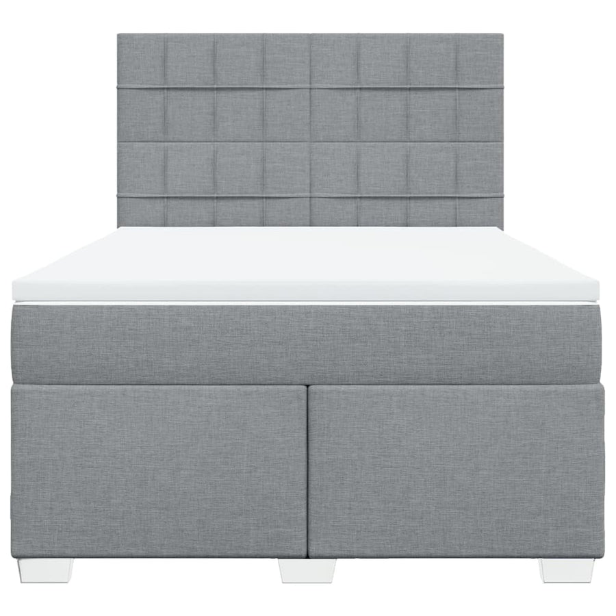 Boxspring met matras stof lichtgrijs 140x190 cm
