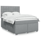 Box spring with mattress fabric light grey 140x190 cm