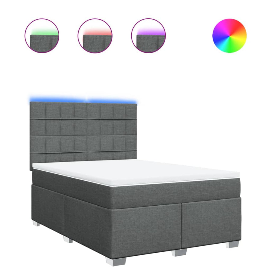 Boxspring met matras stof donkergrijs 140x190 cm