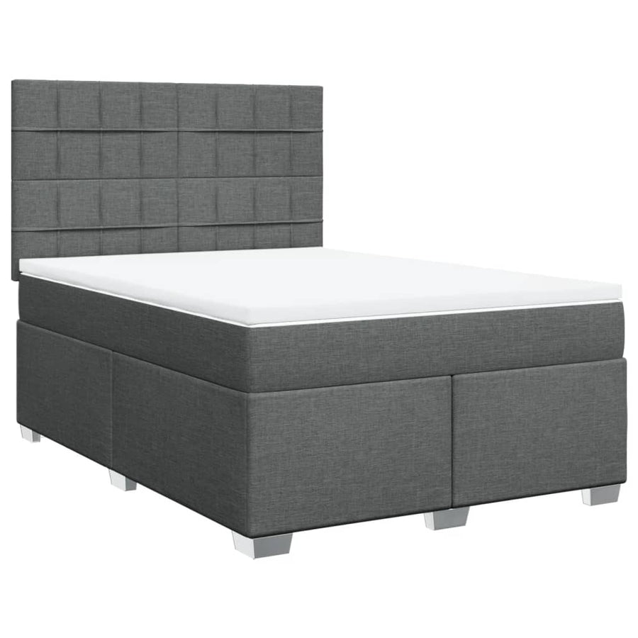 Boxspring met matras stof donkergrijs 140x190 cm