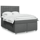 Box spring with mattress fabric dark grey 140x190 cm