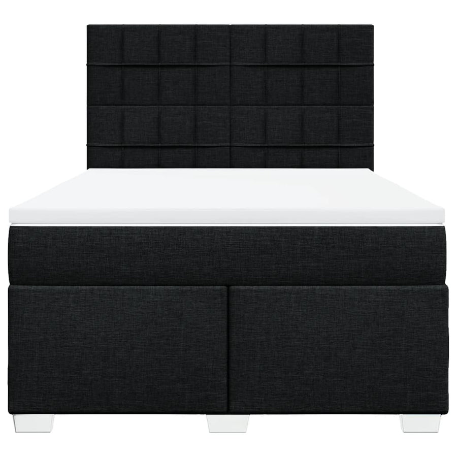 Boxspring met matras stof zwart 140x190 cm