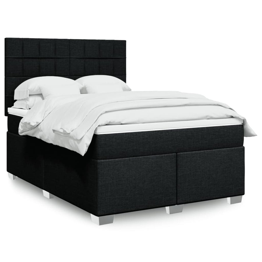 Boxspring met matras stof zwart 140x190 cm