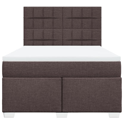 Boxspring met matras stof donkerbruin 140x190 cm
