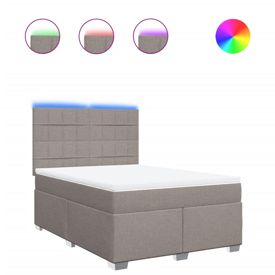 Boxspring met matras stof taupe 140x190 cm