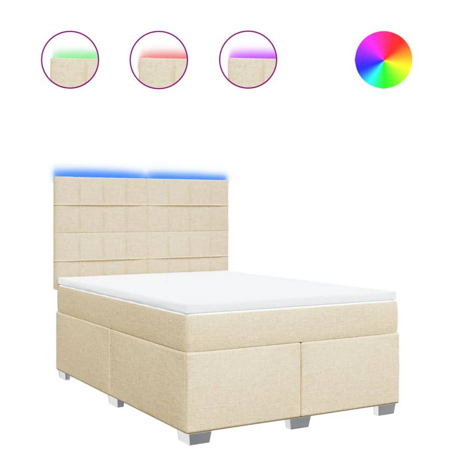 Boxspring met matras stof crèmekleurig 140x190 cm