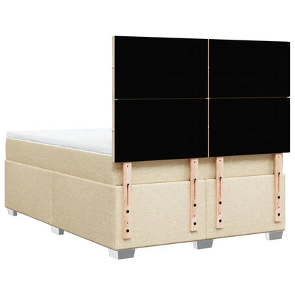 Boxspring met matras stof crèmekleurig 140x190 cm