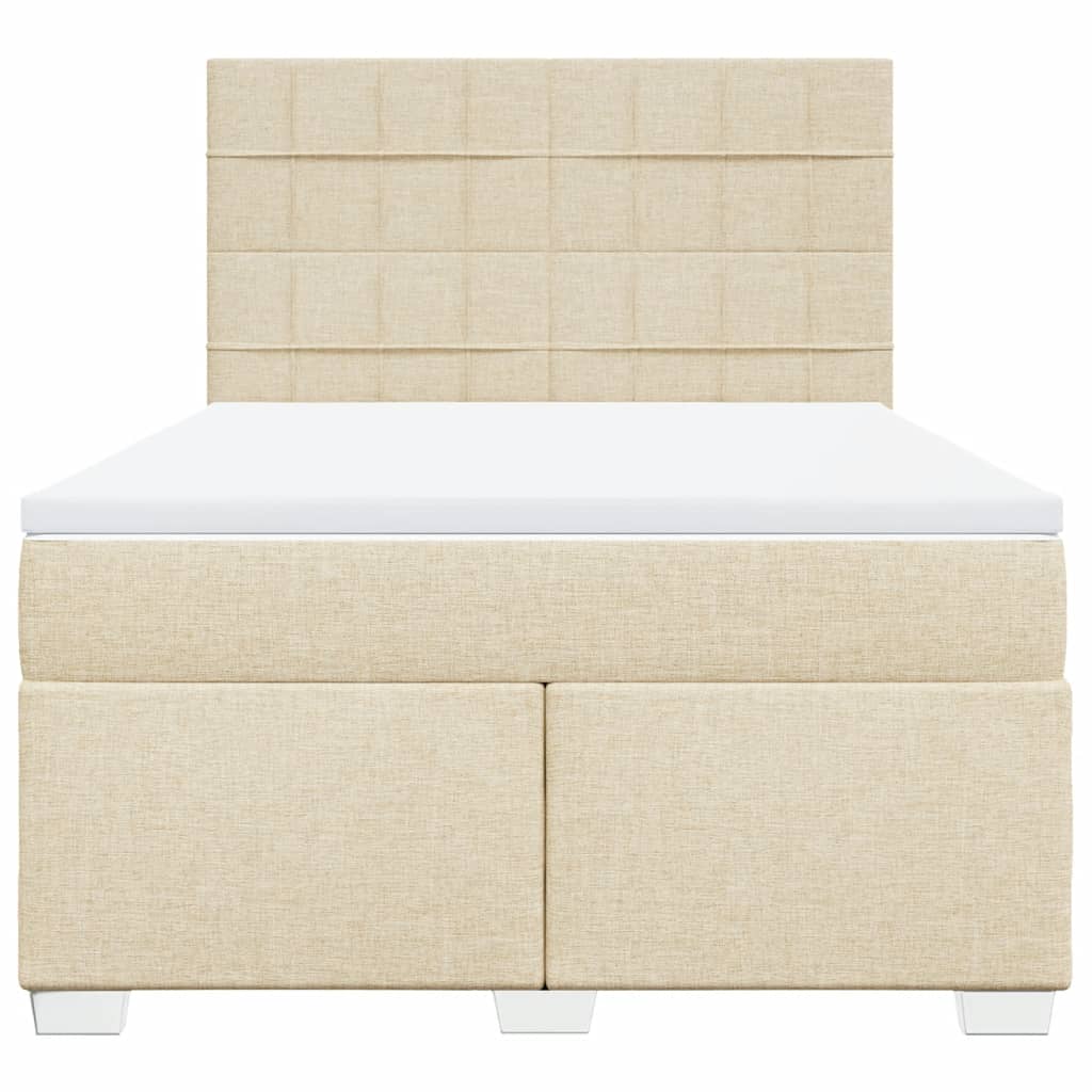 Boxspring met matras stof crèmekleurig 140x190 cm