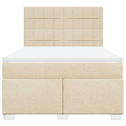 Boxspring met matras stof crèmekleurig 140x190 cm