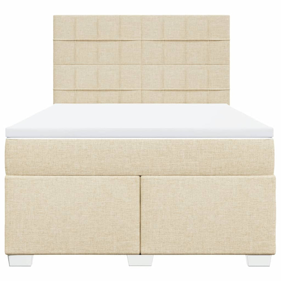 Boxspring met matras stof crèmekleurig 140x190 cm