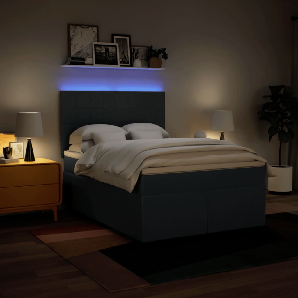Boxspring met matras stof blauw 140x190 cm